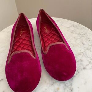 Fuscia velvet ColeHaad flats. Never worn.